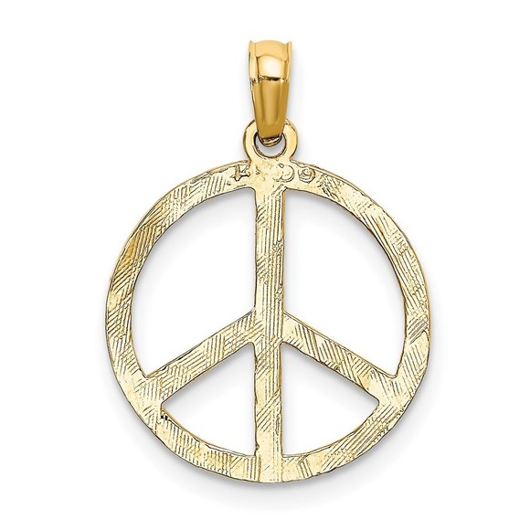 10K Gold Textured Peace Sign Pendant - Picture 3 of 4
